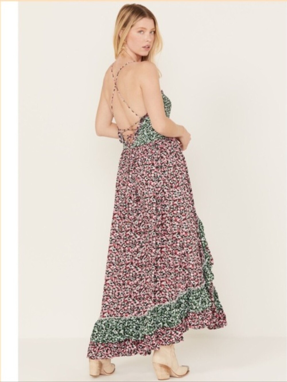 Free People Pink and Green One I Love Maxi Sundress